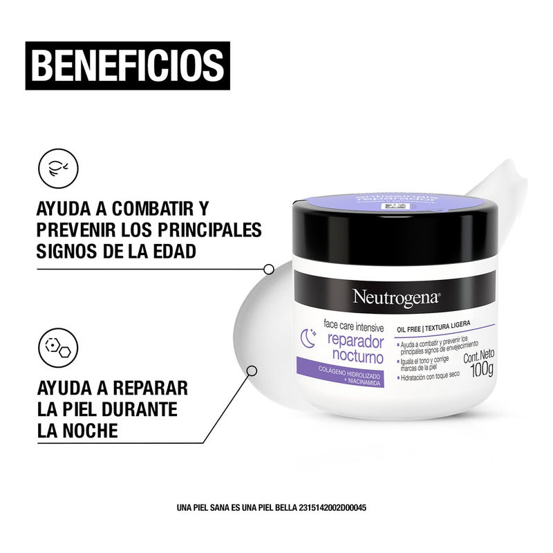 Neutrogena Crema Facial Reparadora Nocturna 100 G Hidratación Profunda Todo Tipo De Piel