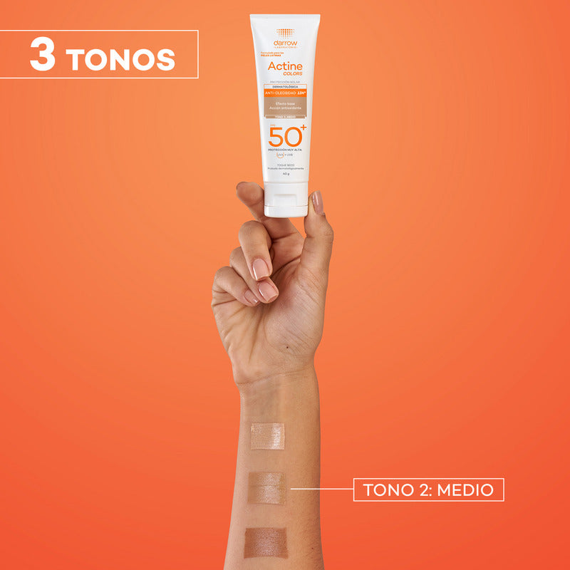 Protector Solar Dermatológico Facial Actine Colors Medio Fps50+ 40g Darrow