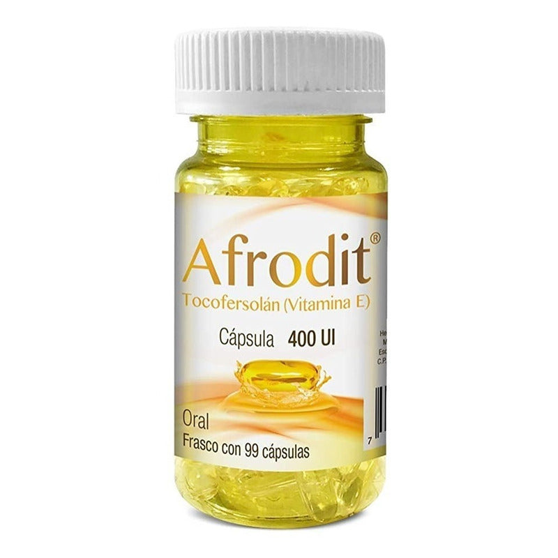 Afrodit Tocofersolan Vitamina E 99 Capsulas 400ui Progela Sabor Sin Sabor