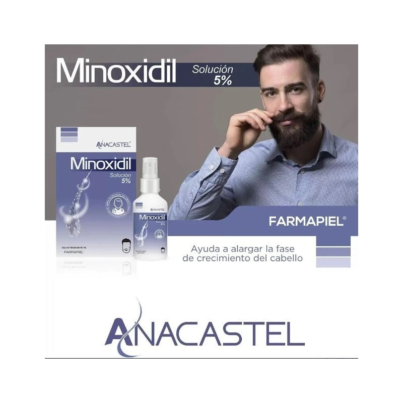 Pack 3 Piezas De Minoxidil 5% Para 3 Meses Anacastel