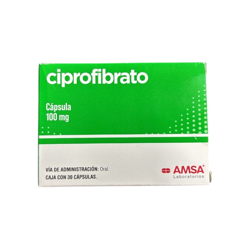 Ciprofibrato Hipolipemiante 100mg 30 Cápsulas Amsa