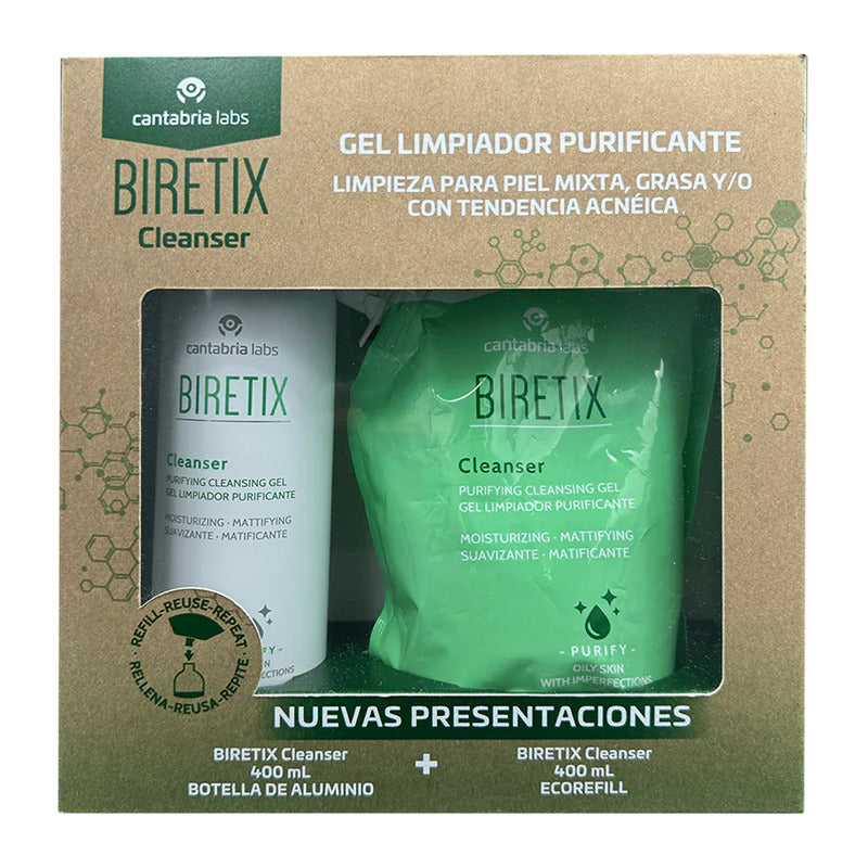 Kit Gel Limpiador Purificante Botella + Ecorefill 400ml