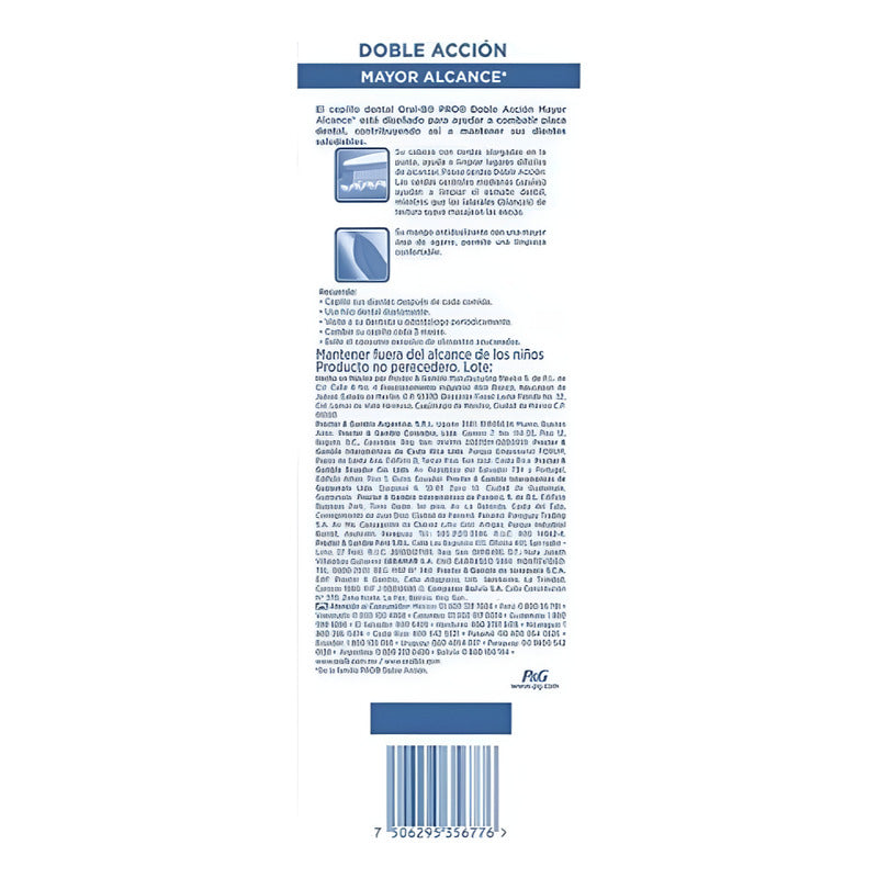 Oral-b Pro Doble Acción Cepillo Dental  Mayor Alcance Blanco/azul