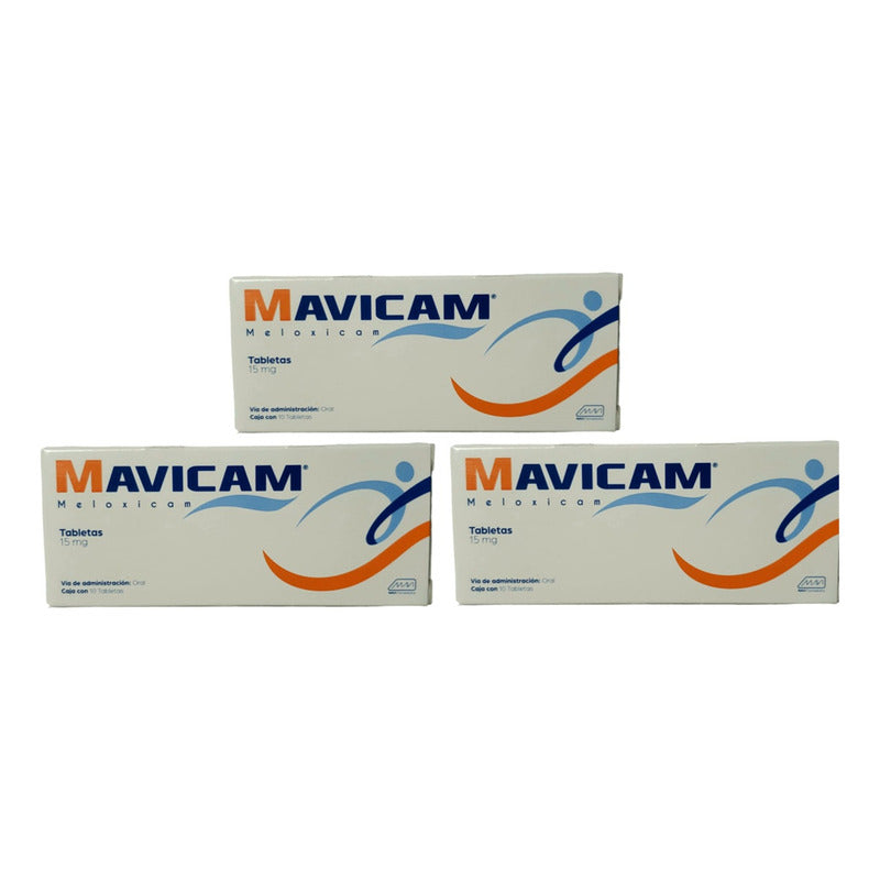 Tres Cajas Meloxicam 15mg Mavicam Con 10 Tabletas Cu