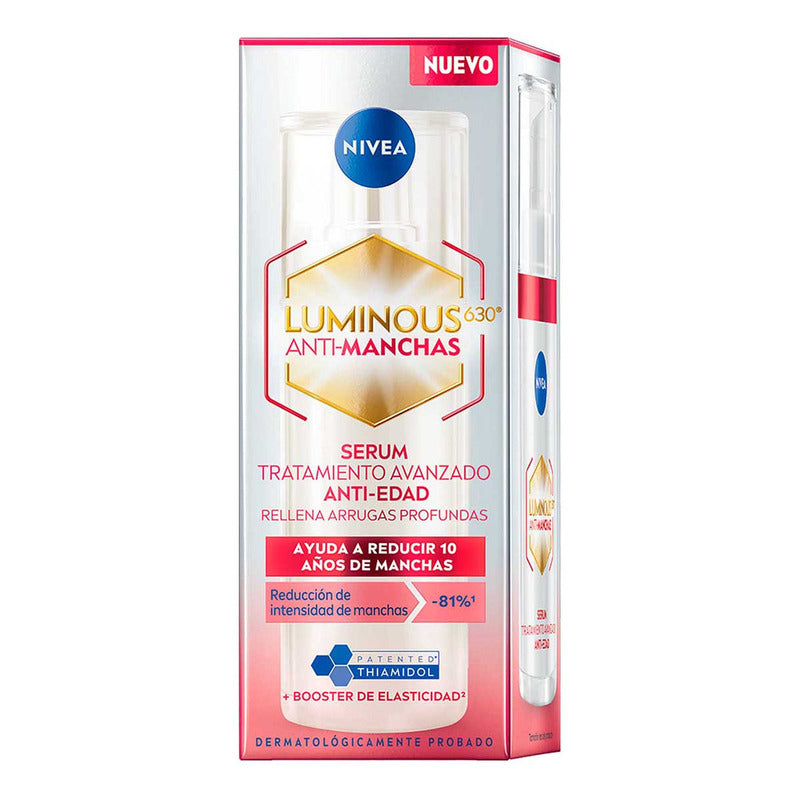Nivea Luminous630 Sérum Facial Anti-manchas Y Anti-edad Con Ácido Hialurónico Y Colágeno, 30 Ml