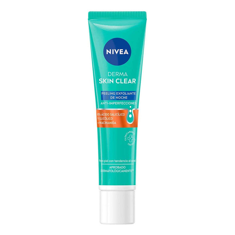 Nivea Derma Skin Clear Peeling Exfoliante Antiimperfecciones, Reduce Poros, Tratamiento Nocturno, 40 Ml