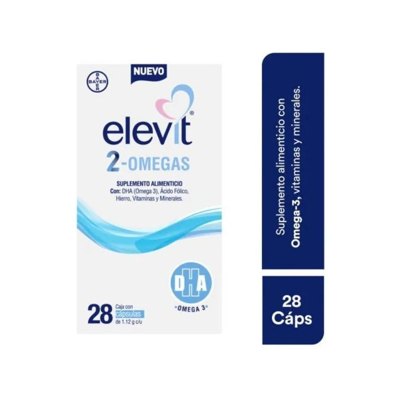 Elevit 2 Omega Suplemento Dha & Ácido Fólico 28 Caps Sin Sabor