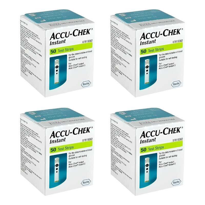 Pack 4 Accu Check Instant C/50 Tiras Reactivas De Glucosa Negro