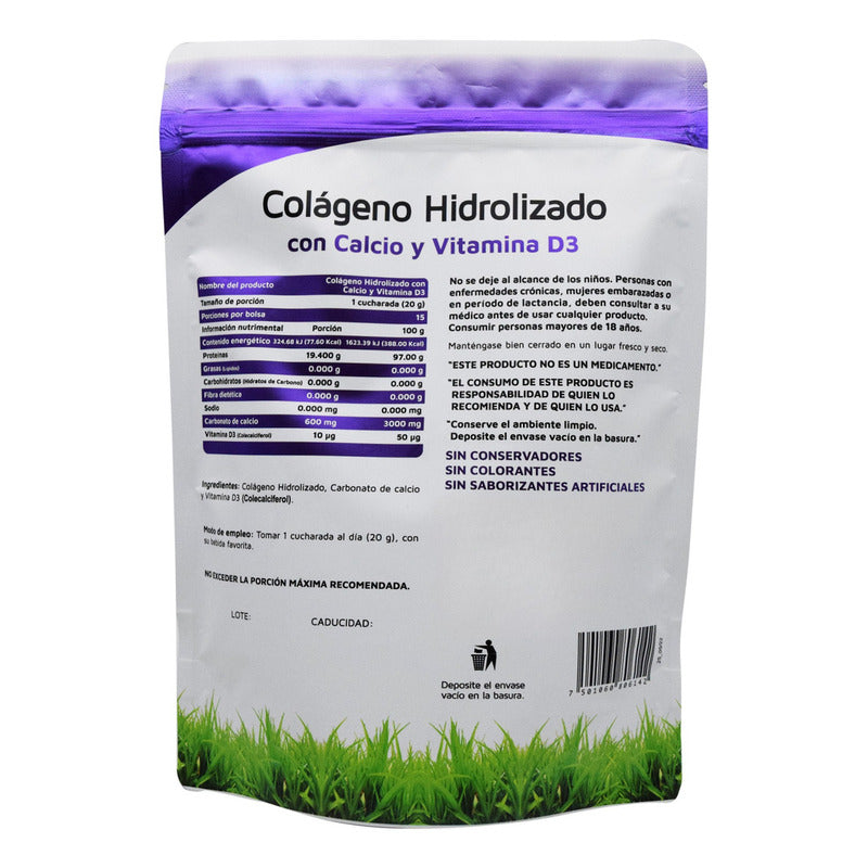 Colageno Hidrolizado Con Calcio Y Vitamina D3 300g Vidanat Sabor Sin Sabor