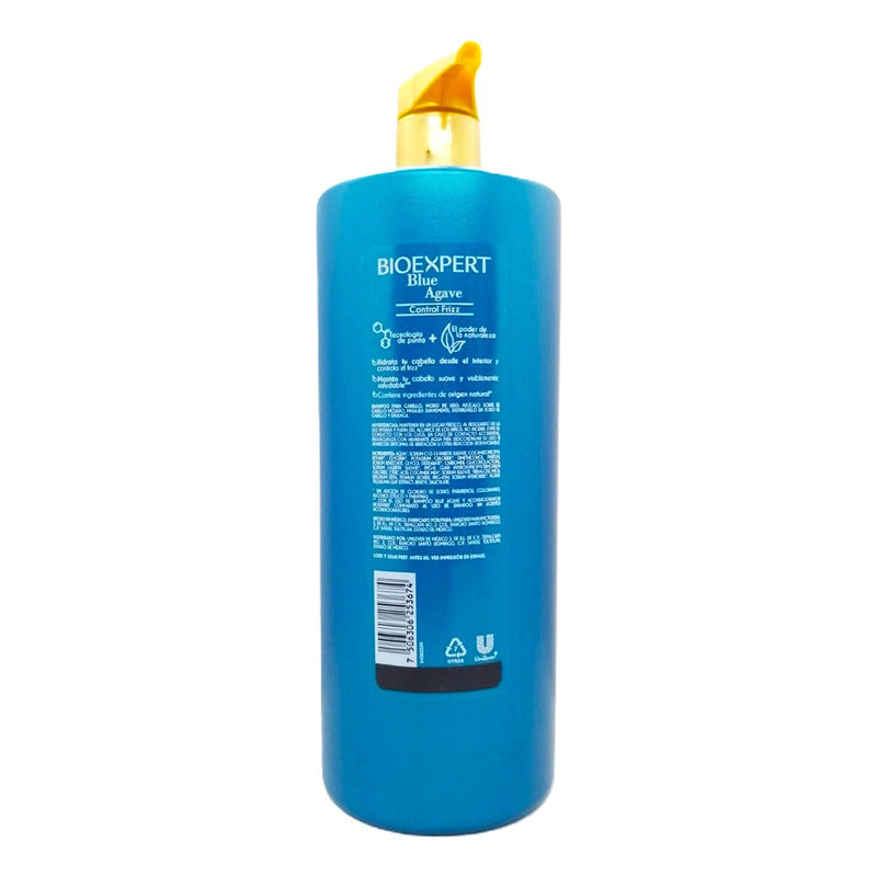 Shampoo Bioexpert Blue Agave Control Frizz Sin Sal 1 Litro