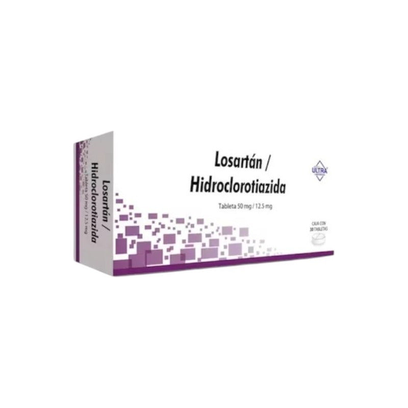 Losartán 50mg/ Hidroclorotiazida 12.5mg Ultra 30 Tabletas