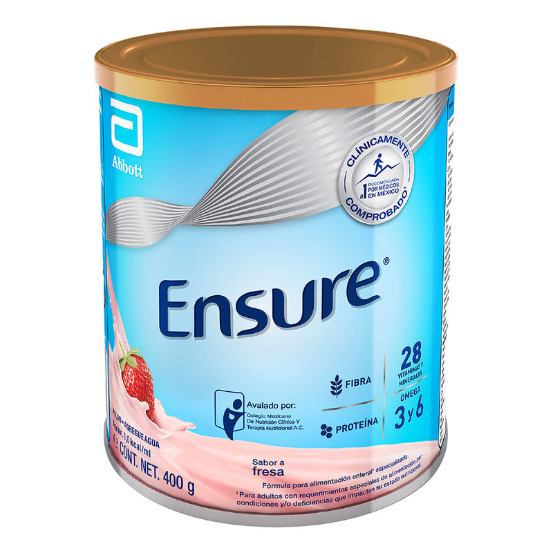 Suplemento En Polvo Sabor A Fresa Lata 400g Clásico Ensure Frutilla