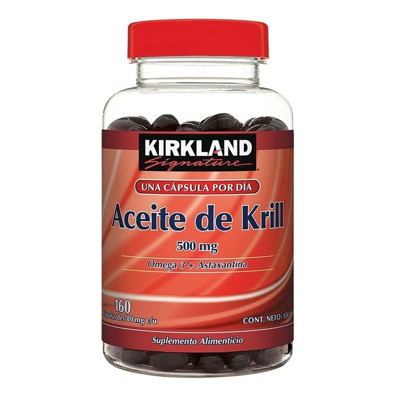 Suplemento En Cápsulas Kirkland Signature Aceite De Krill Alimenticio En Botella 160 Un Softgels Por Día Contiene Ácidos... Sin Sabor