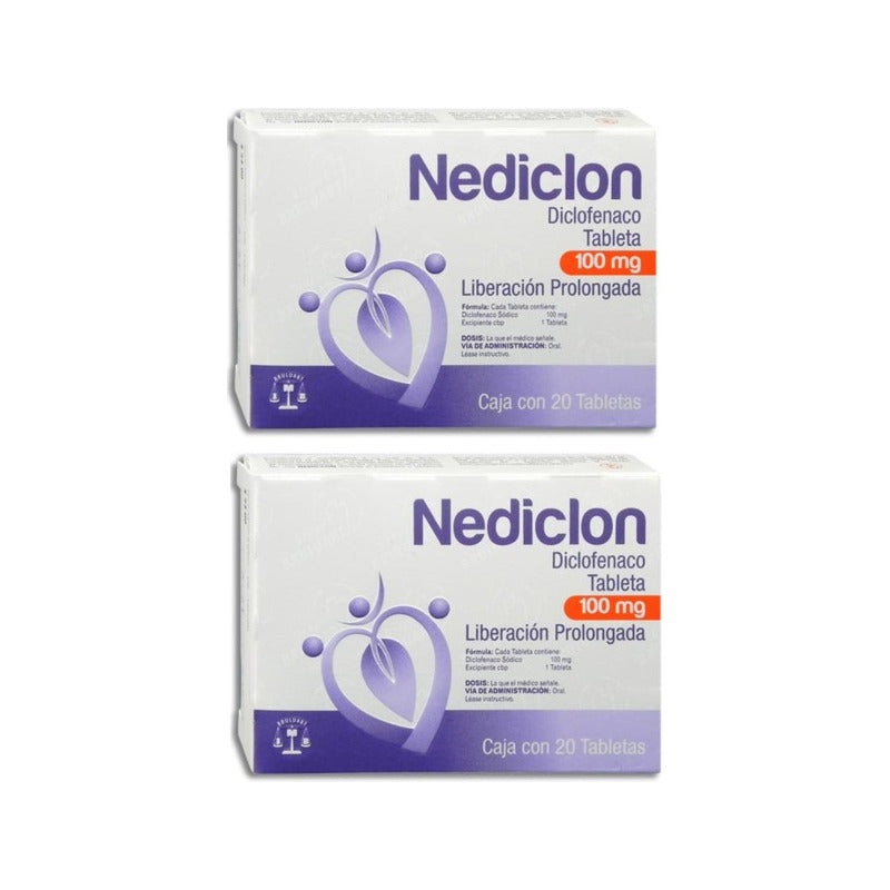 Dos Cajas De Diclofenaco 100mg Nediclon 20 Tabs Cu
