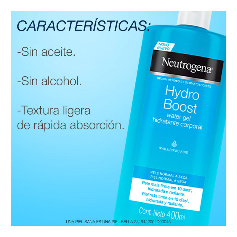 Neutrogena Hydro Boost Gel Corporal 400 Ml Con Ácido Hialurónico, Hidratación Intensa
