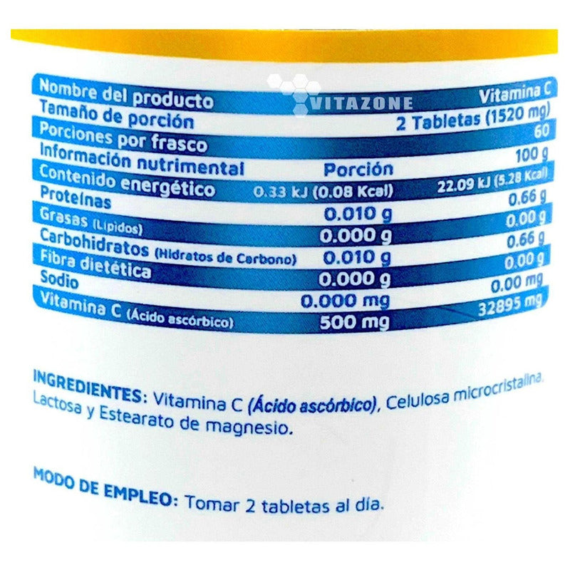 Vidanat Vitamina C Suplemento Alimenticio 120 Tabletas Sin Sabor