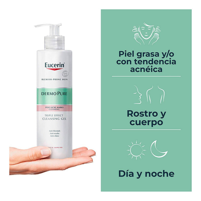 Eucerin Dermopure Gel Limpiador Facial Concentrado Piel Grasa Día/noche 400ml