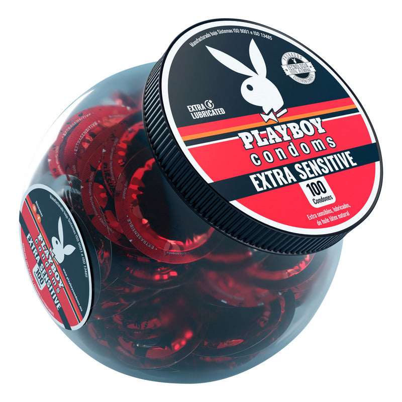 Playboy - 100 Condones Lubricados Extra Sensibles