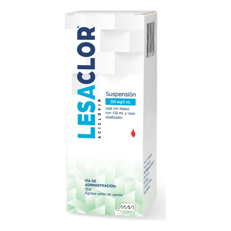 Lesaclor Aciclovir Suspensión Oral 200mg/5 Ml