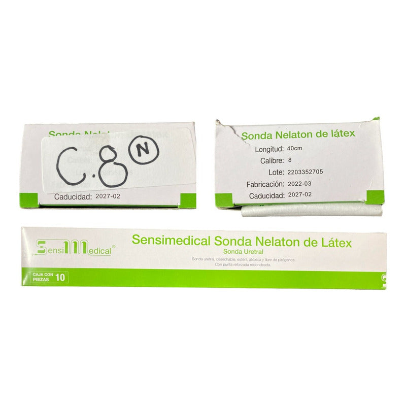Caja 10 Sonda Nelaton De Látex Sensimedical Una Vía Calibres