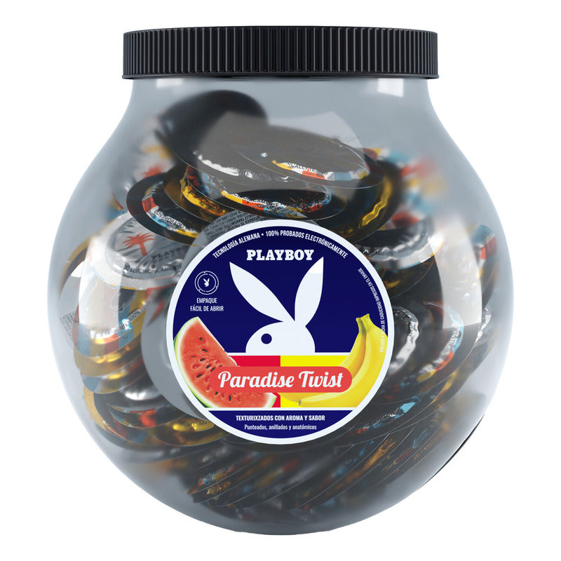 Playboy Condoms Vitrolero 100 Condones Aroma Y Sabor Sandía Y Plátano