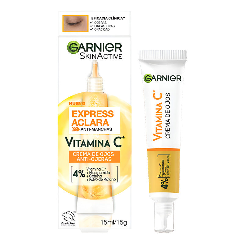 Crema Ojos Garnier Express Aclara 15ml Vitamina C - Todo Tipo De Piel - Día/noche