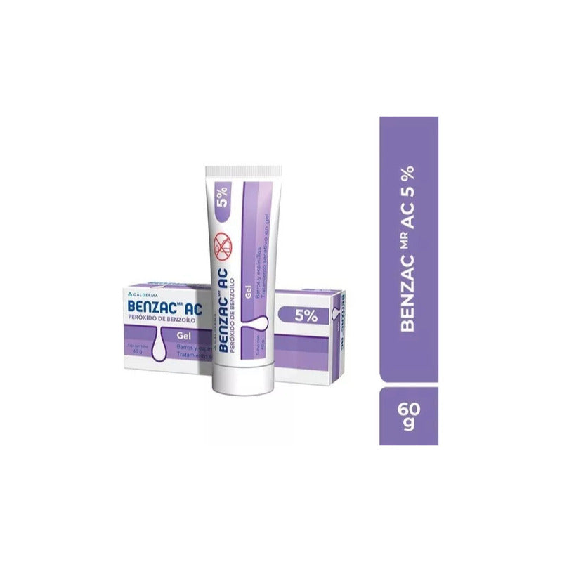 Benzac Gel Ac 5 % 60 G Para Barros Y Espinillas Uso Nocturno En Piel Grasa