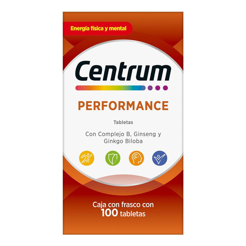 Multivitamínico Centrum Performance Con Vitaminas Del Complejo B 100 Tabletas Sin Sabor
