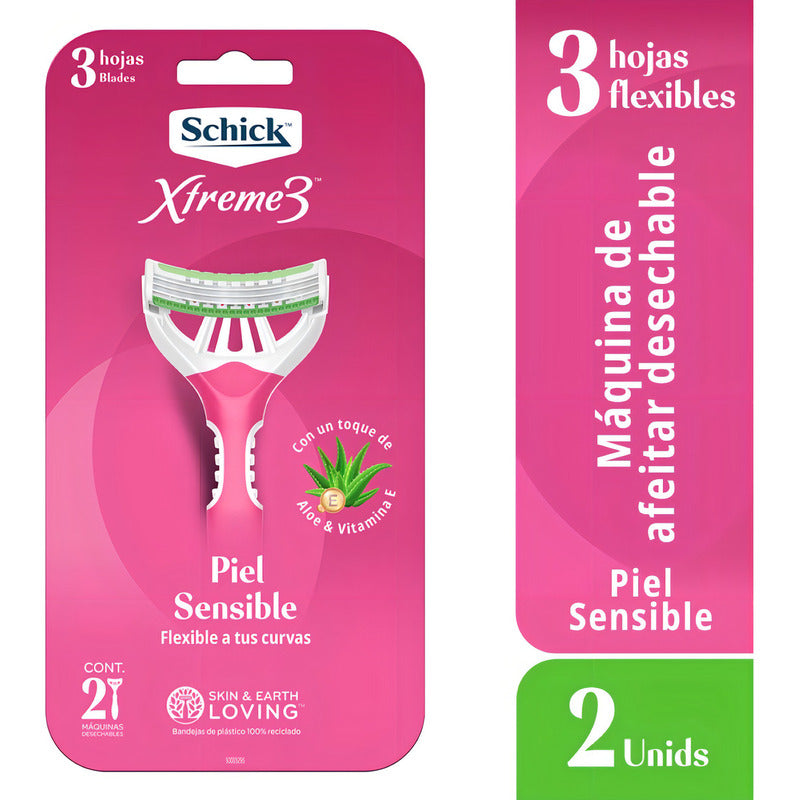 Rastrillo Schick Mujer Xtreme 3 Piel Sensible 2 Unidades
