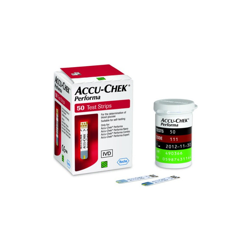 Tiras Reactivas De Glucosa Accu Check Performa Caja 50 Pzas Color Rojo
