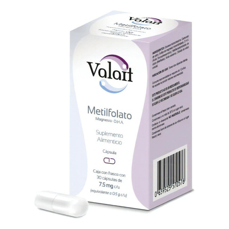 Valait Metilfolato 7.5 Mg Suplemento Alimenticio 30 Cápsulas Sabor Sin Sabor