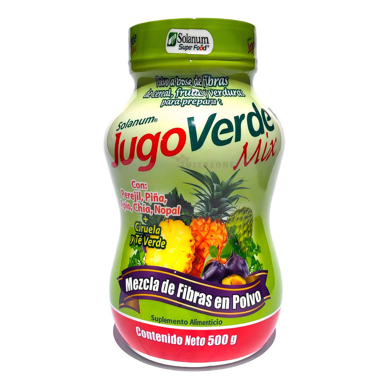 Jugo Verde Mix Fibra Para Mezclar En Polvo 500 Grs Solanum