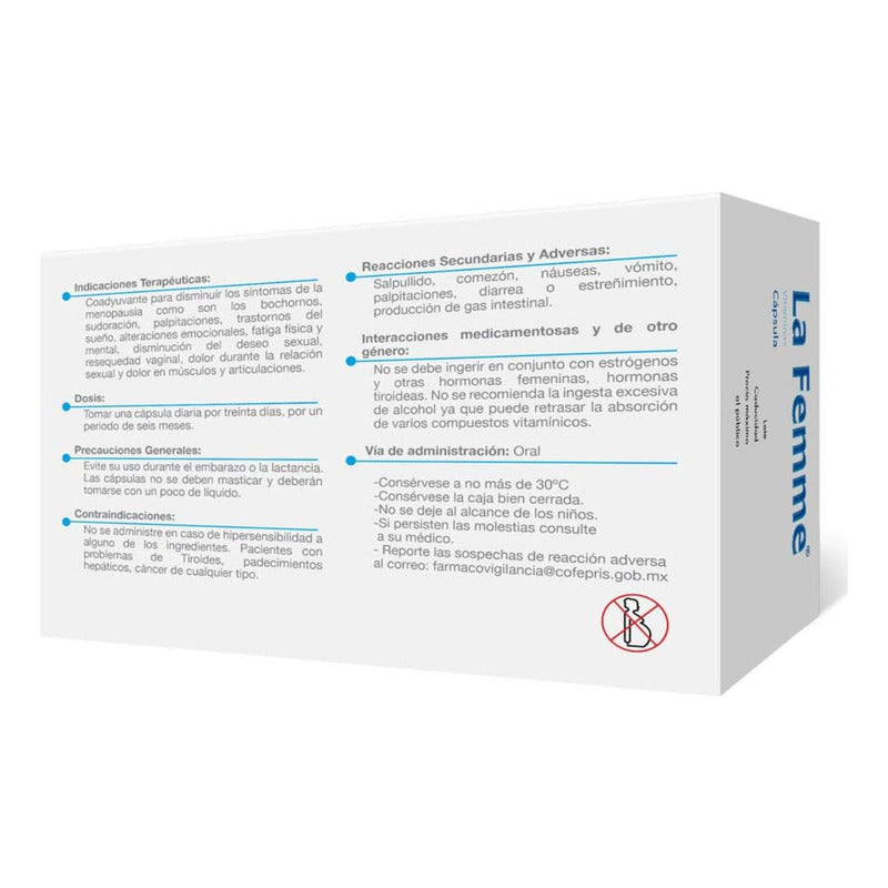 La Femme Vitaminas Disminución Síntomas Menopausia 30 Caps Sin Sabor