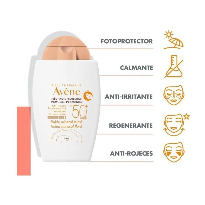 Avène Protector Solar Fluido Mineral Con Color Fps50+ 40ml