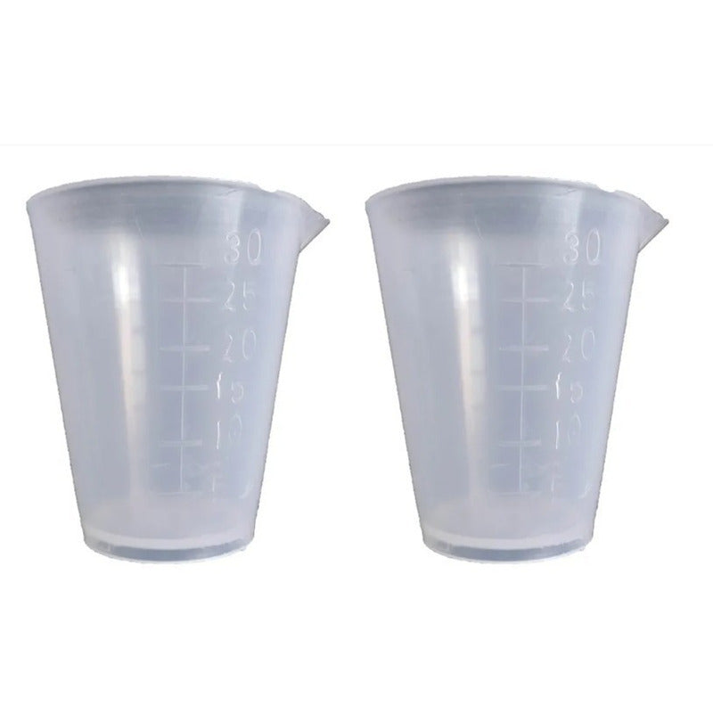 Par De Vasos Dosificadores Graduados 30ml Plástico Transparente