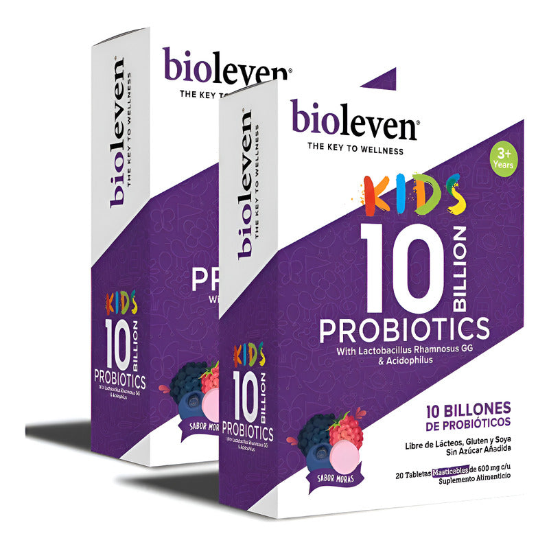 Duo Pack Bioleven Kids Probioticos 20 Tabs Masticables Cu Moras