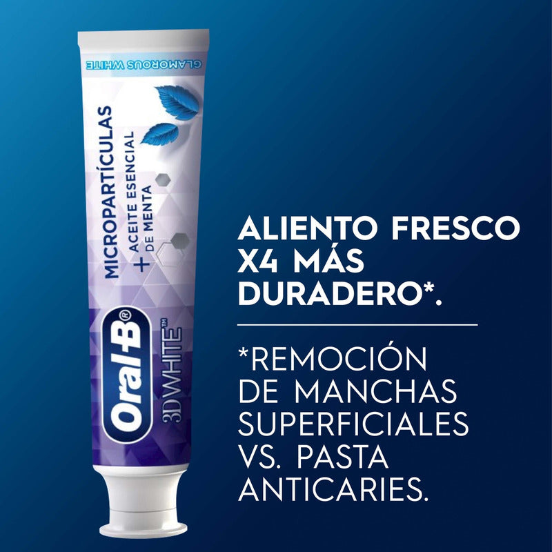 Pasta De Dientes, Oral B, 3d White Blanqueador Avanzado Con Flúor, 120 Ml