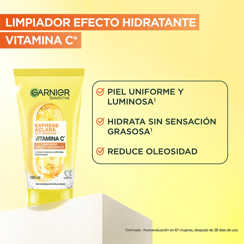 Garnier Skin Active Gel Limpiador Facial Con Vitamina C, Piel Mixta, 150g