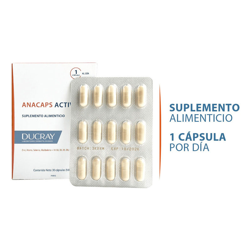 Anacaps Ducray Active+  Anticaída De Cabello En Cápsulas X30