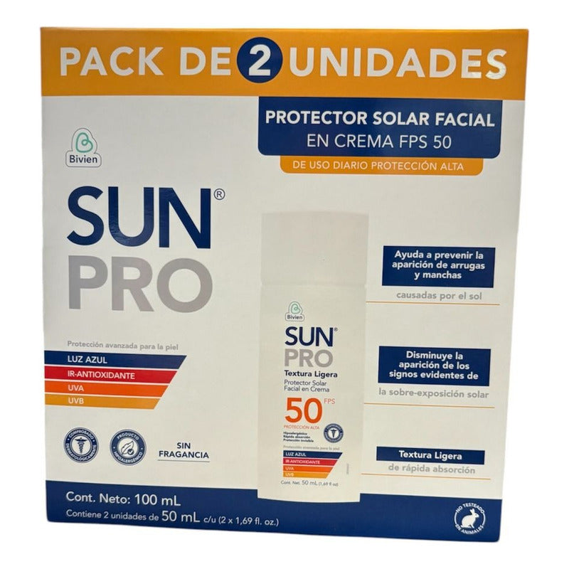 Duo Pack Protector Solar Facial En Crema 50fps Sun Pro 50ml